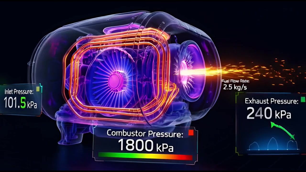 3D Animation of a Jet Engine with Performance Data Display