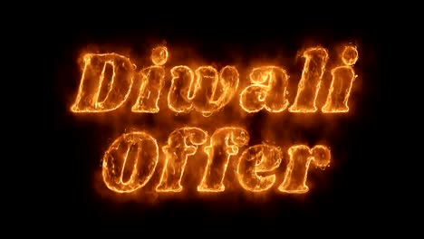 diwali offer word hot animated burning realistic fire flame loop.