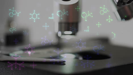 animación del procesamiento de datos científicos con el microscopio en el laboratorio
