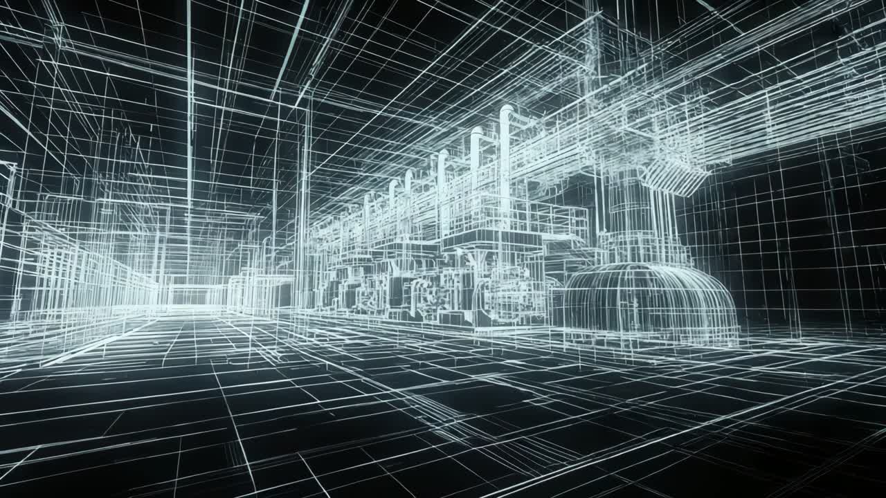 Wireframe Visualization of an Industrial Plant
