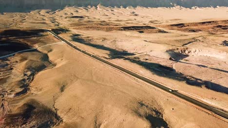 Aerial-drone-footage-of-cars-on-road