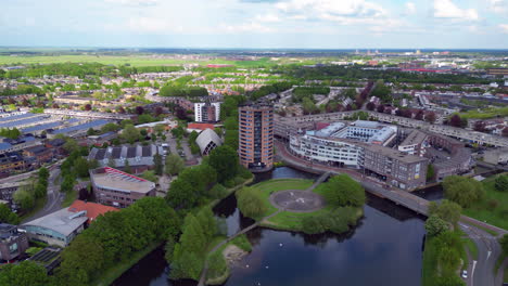 aerial video of residential area of amersfoort nieuwland, the netherlands