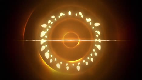 animation of christmas fairy lights with copy space over orange circles