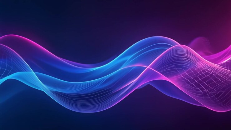 Ondas de Neon Abstratas e Luminosas Fluindo no Espaço Escuro