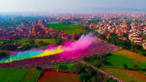 vista aérea del festival de holi