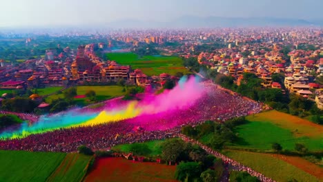 holi festival aerial view