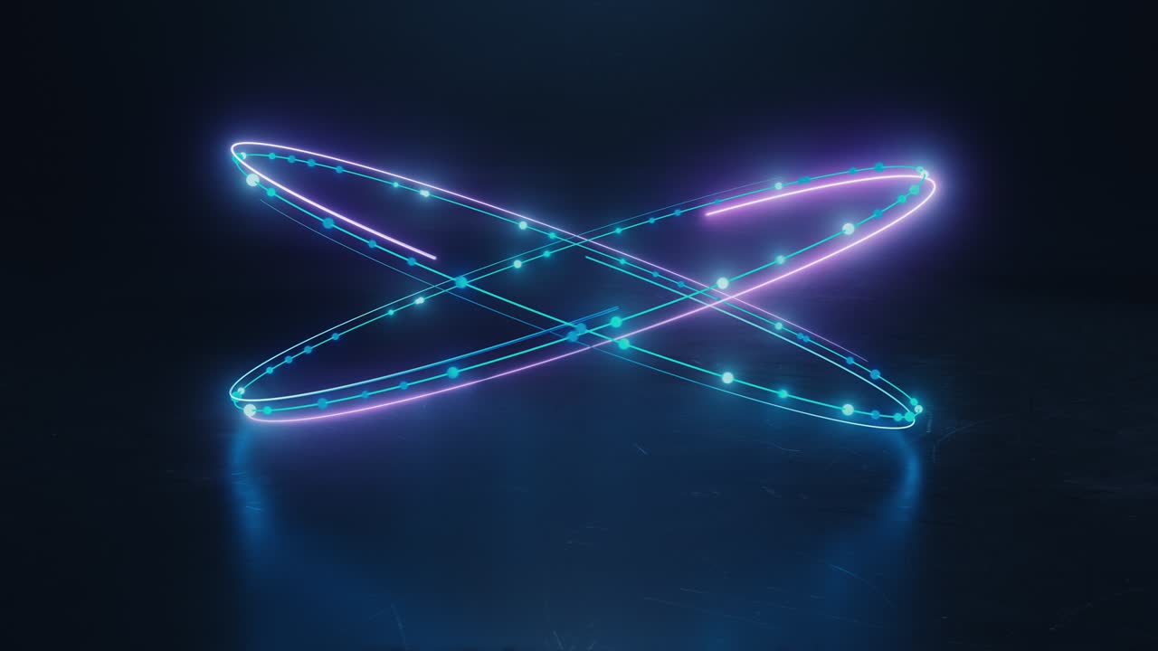 반사 바닥의 네온 도를 따라 날아다니고 박이는 순환