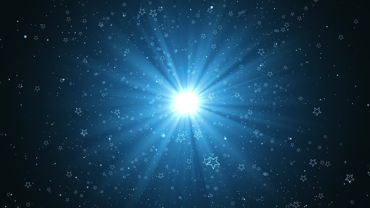 Award lights animation with blue shine light and blue particle glittering flowing looped background