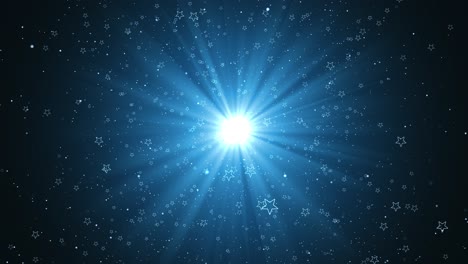 award lights animation with blue shine light and blue particle glittering flowing looped background