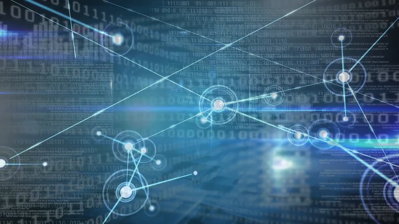 Animation of data processing over black background