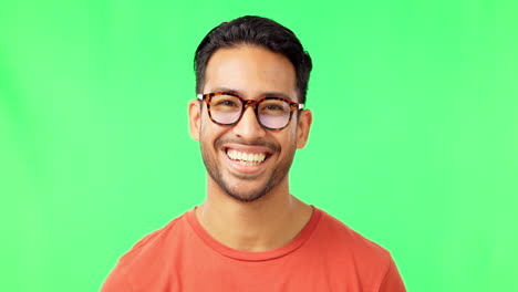 Cara,-Gafas-Y-Visión-Con-Un-Hombre-En-Un-Verde