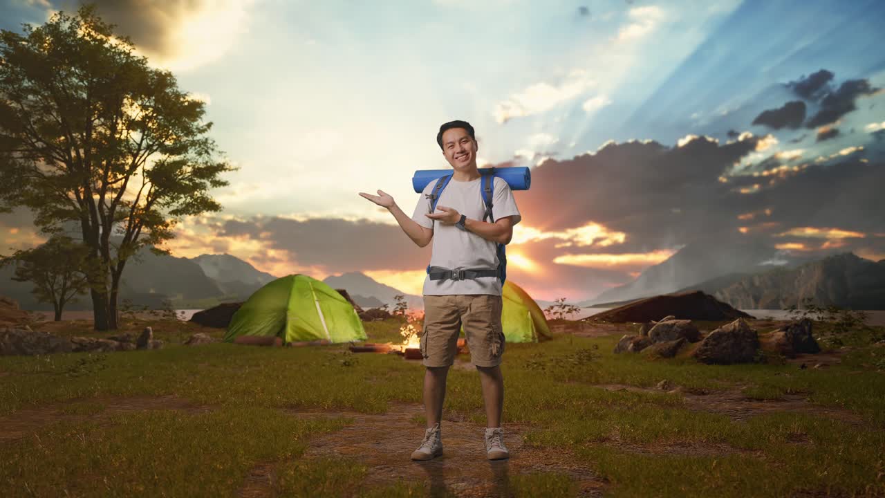 Man Camping at Sunset