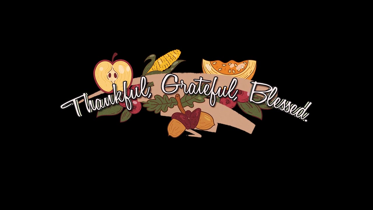 Animeret Thanksgiving-hilsen med efterårshøstelementer