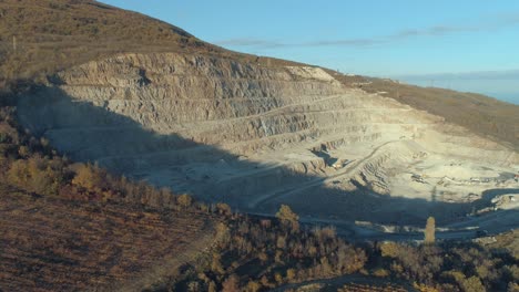 aerial view of a quarry in a mountainous landscape