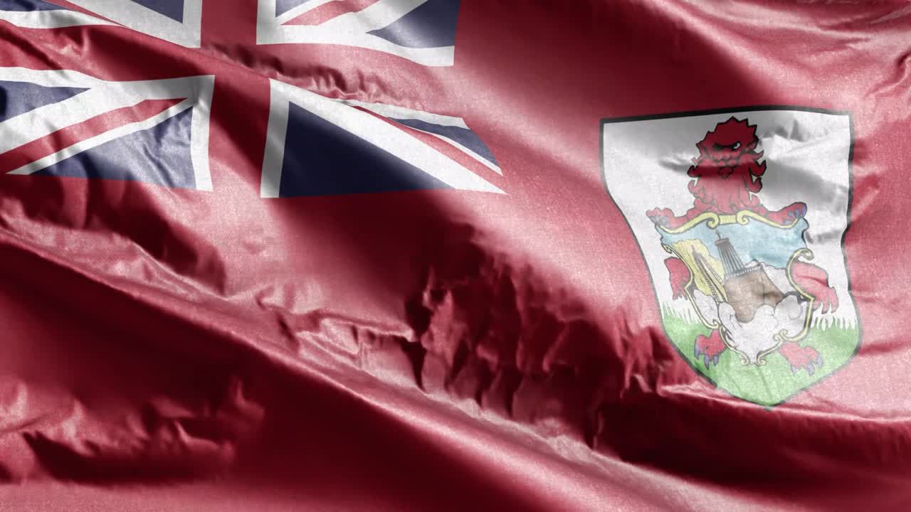 бермудский текстильный флаг, размахивающий в ветре. бермудский баннер, качающийся на ветре. ткань текстильной ткани. полный заполняющий фон. 10 секунд.