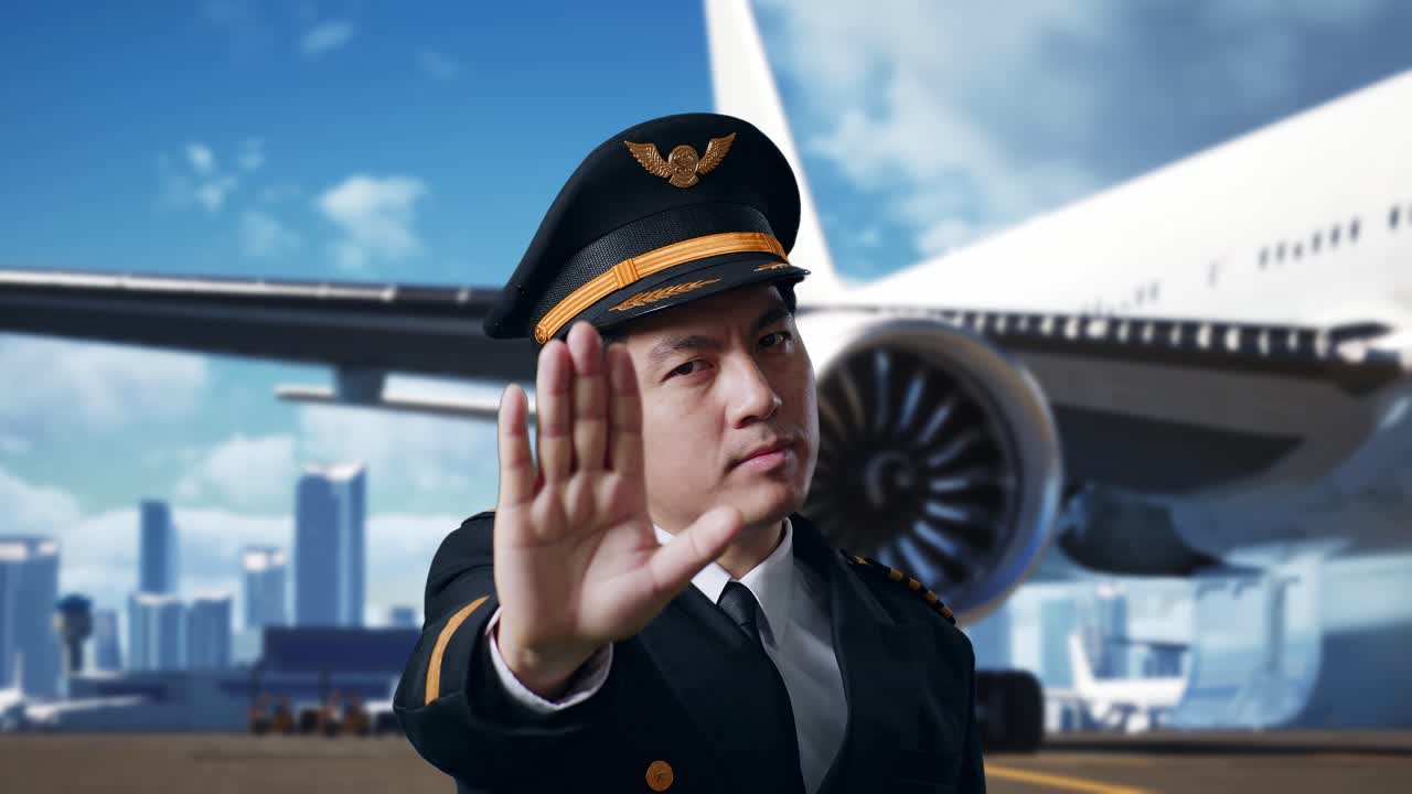 공항에서 조종사 신호 정지