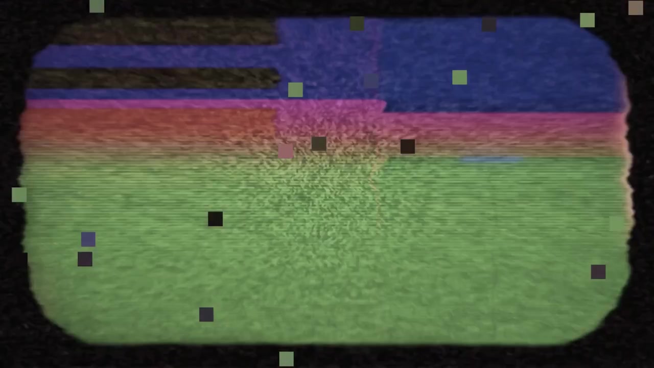 Colorful Retro TV Screen with Glitch and Static Noise