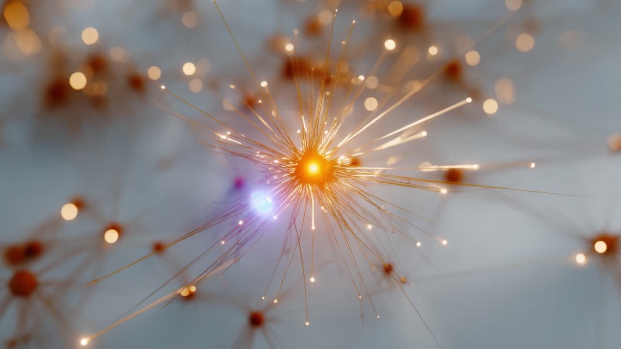 Abbagliante Esplosione di Energia con Scintille Radianti e Luci Brillanti che Sottolinea l'Essenza dei Fenomeni Cosmici in una Rappresentazione Visiva Astratta