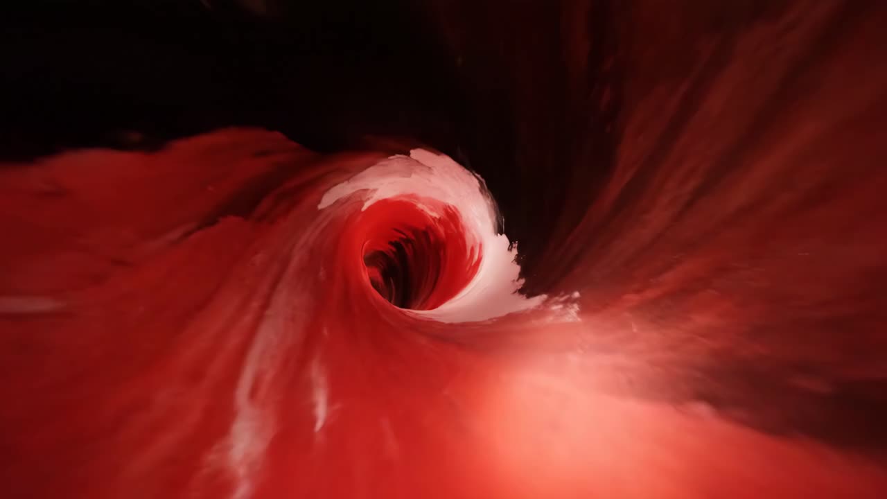 Abstract Tunnel of Swirling Red and White