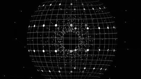 animación del globo con conexiones sobre el espacio digital negro