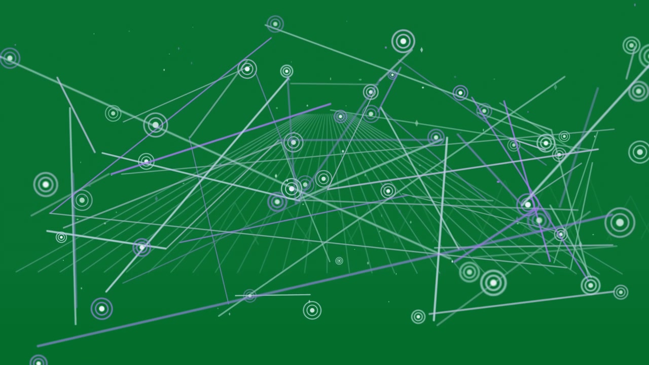 Grid appearing starting abstract net filling, nodes linking pulsing, showing data, transparent bg