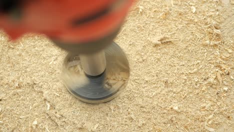 drilling a hole with a hole saw