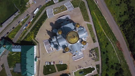 aerial view of a russian monastery