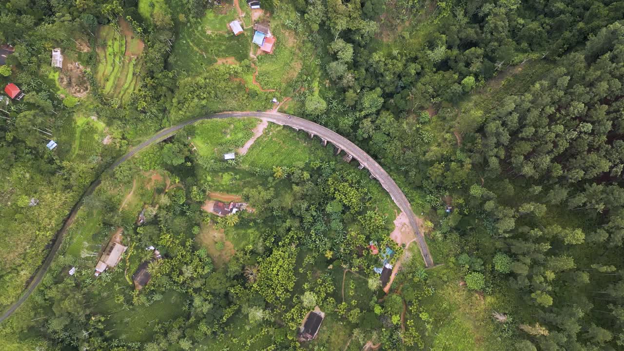 Top View Of Nine Arch Bridge In Middle Of Green Nature Landscape In Ella, Sri Lanka