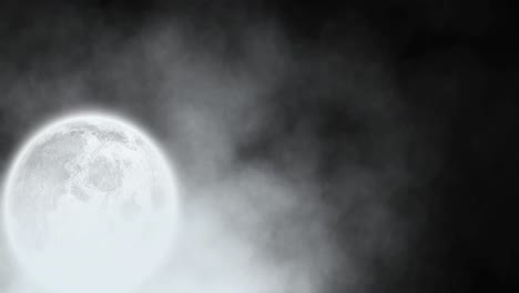 animation of fog moving over moon on black background