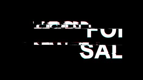 para la venta efecto glitch texto distorsión de televisión digital animación de bucle 4k