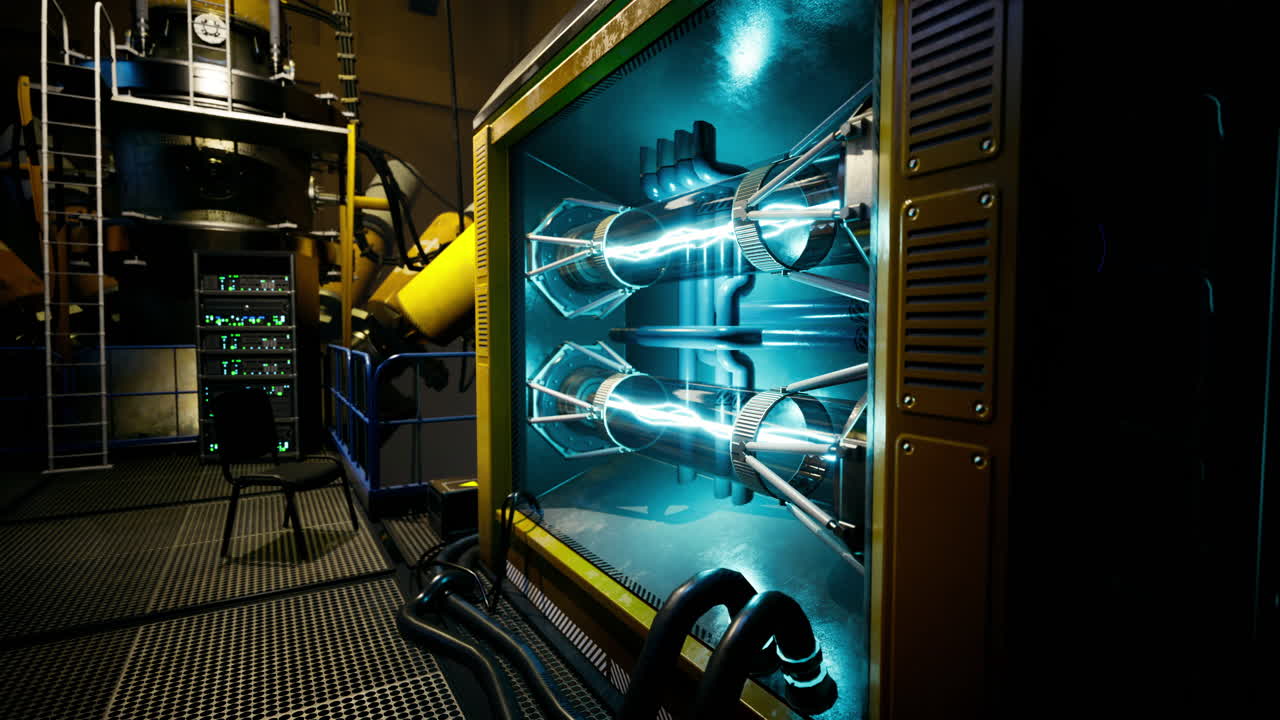 High tech laboratory with advanced machinery and vibrant lighting