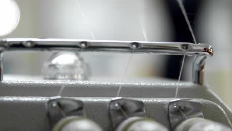 close up on a sewing machine showing process