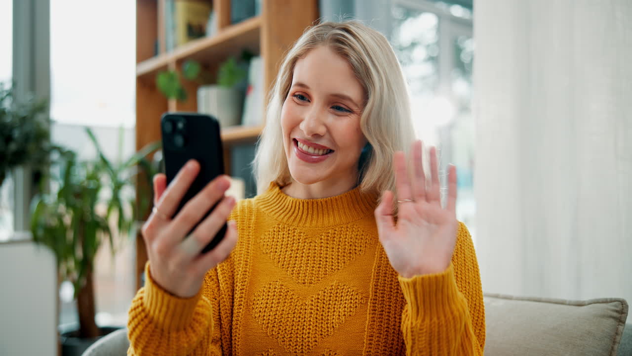 Woman on a video call with her phone