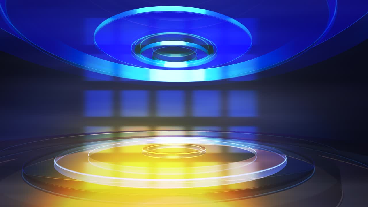 Studio di redazione con forme circolari al neon