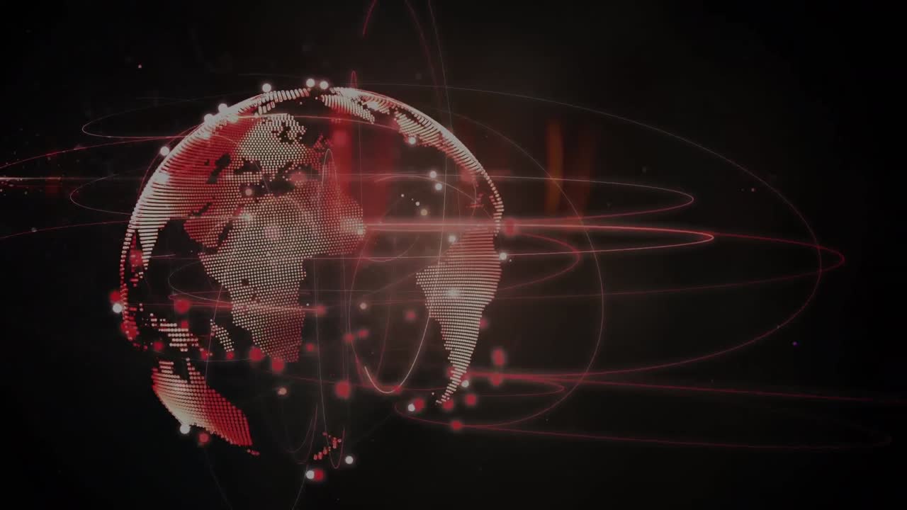 animación de la red de conexiones y el globo sobre fondo negro