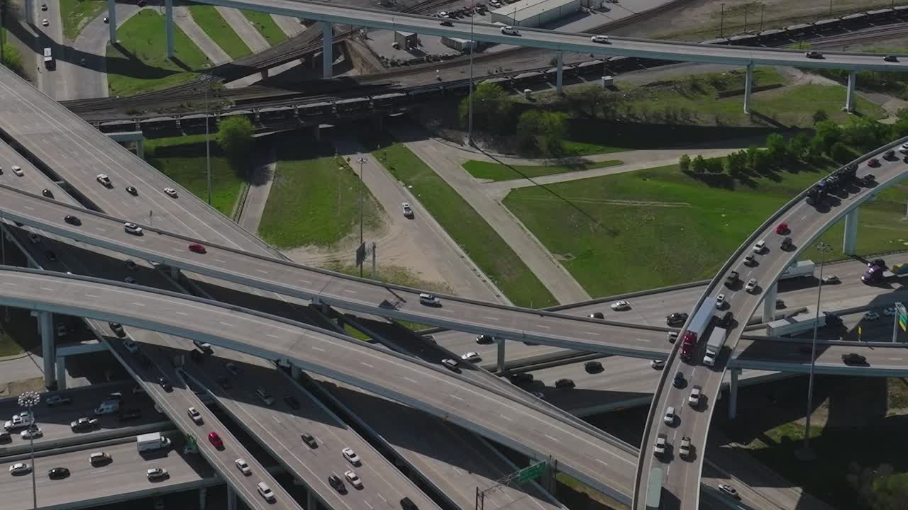 View of traffic at downtown Dallas highways during the day