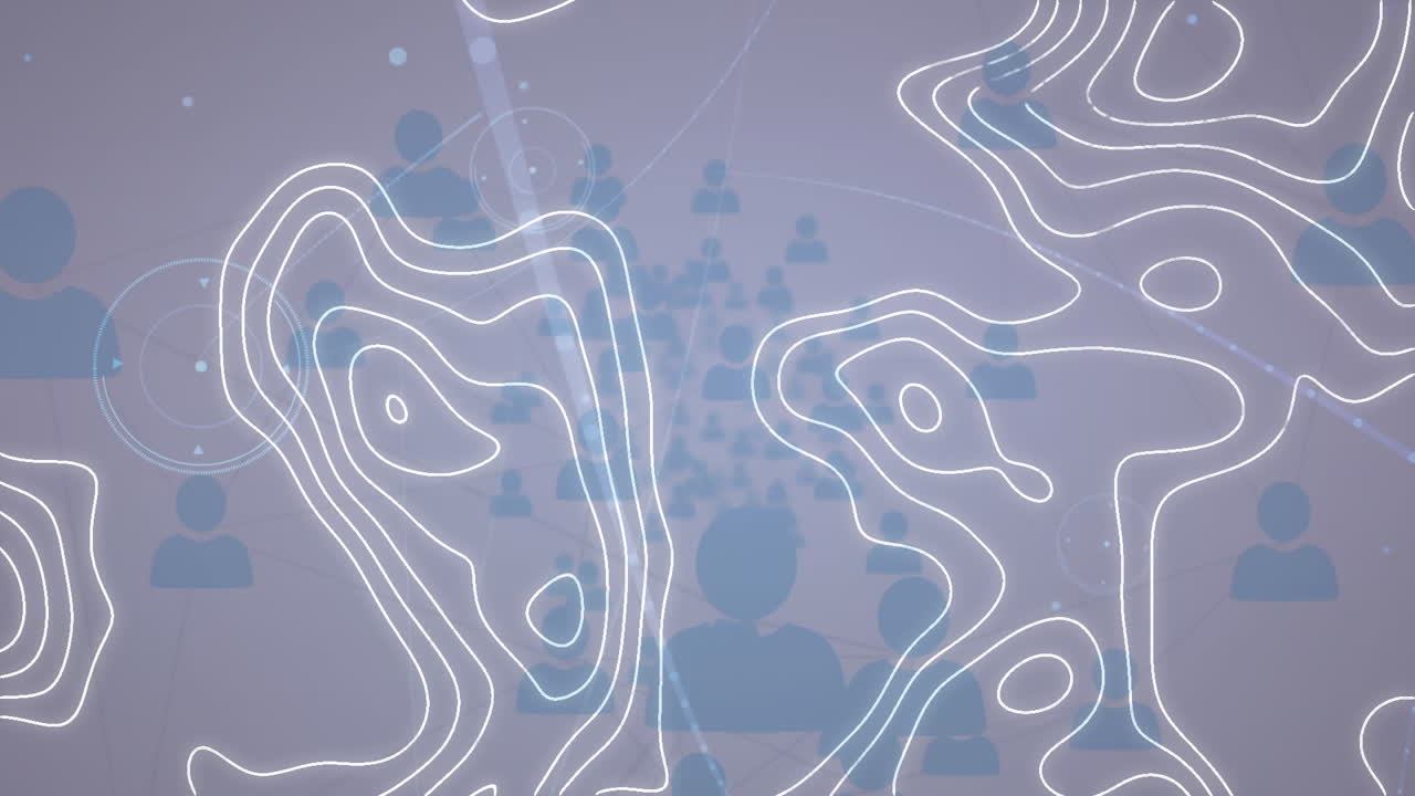 회색 배경에 움직이는 사람 아이콘 위에 isohypses의 애니메이션