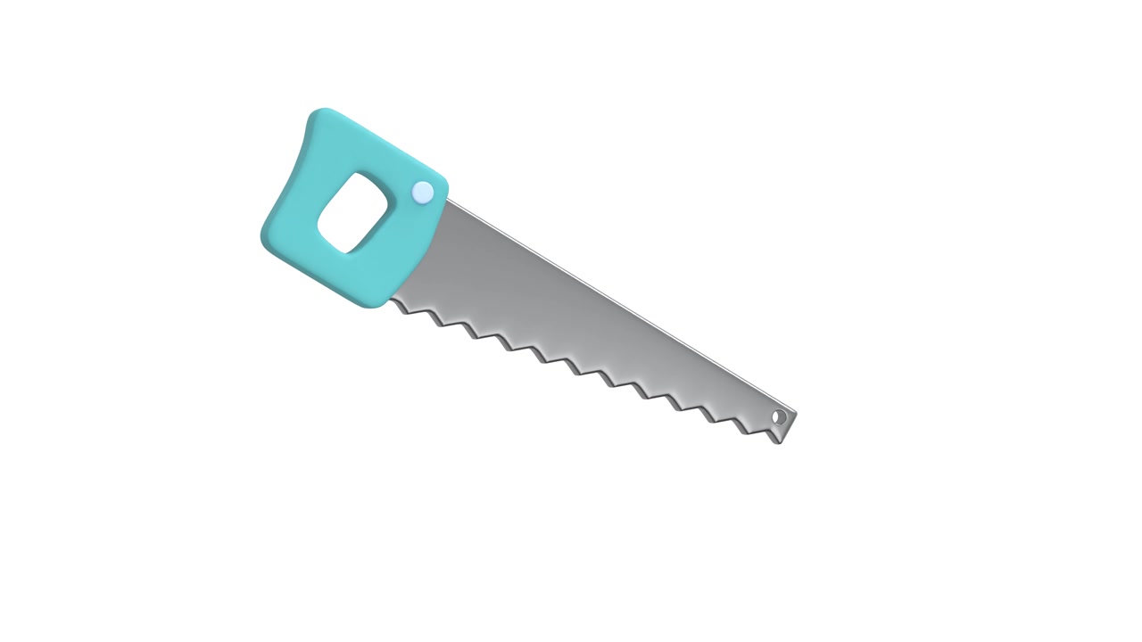 Toy Hand Saw with Blue Handle Isolated on White Background