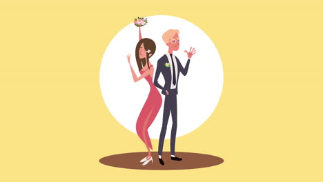una pareja de bodas felices.