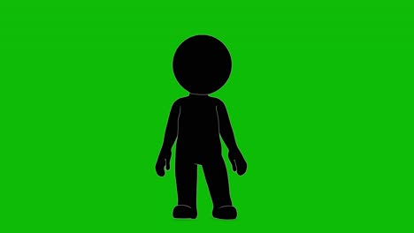 silhouet van een omschreven stok figuur te raken op het groene scherm front view