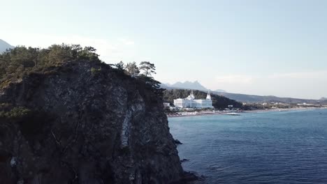 coastal hotel view from cliff