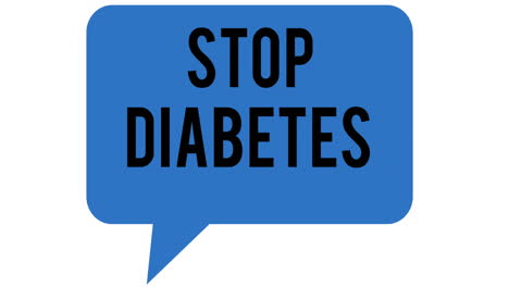 animação do texto "parar a diabetes" sobre fundo branco
