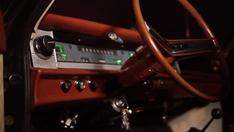 vintage car interior at night