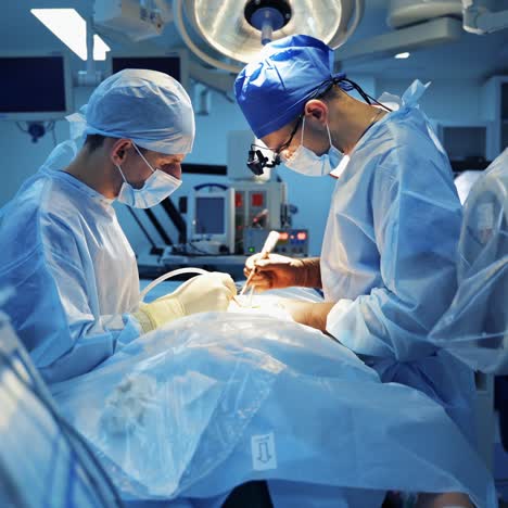 medical equipment on surgery background. neurosurgeons performing an operation in a modern surgical room.