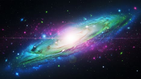 A Stunning Cosmic Display of Light and Color: The Andromeda Galaxy Radiating Brilliantly Through the Depths of Space in a Mesmerizing Showcase of Celestial Beauty