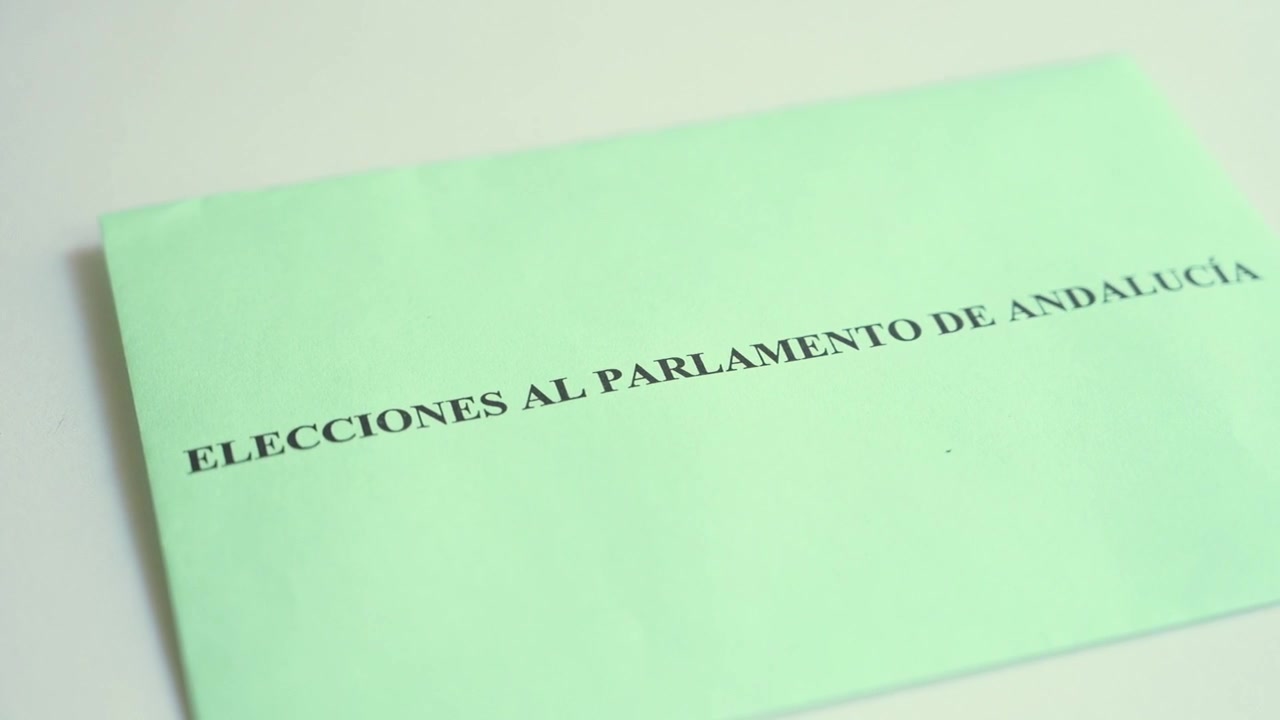 Voting envelope for the regional elections of Andalusia in Spain isolated on a white background
