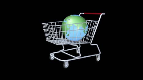 the concept of buying or selling a planet. the globe symbol is in the food basket. animation 3d icons. business and commerce industry. actual goods for today.