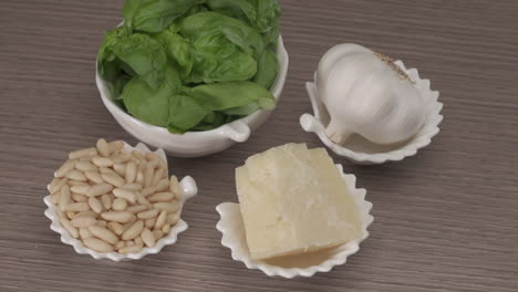 italian traditional pesto sauce ingredients rotating