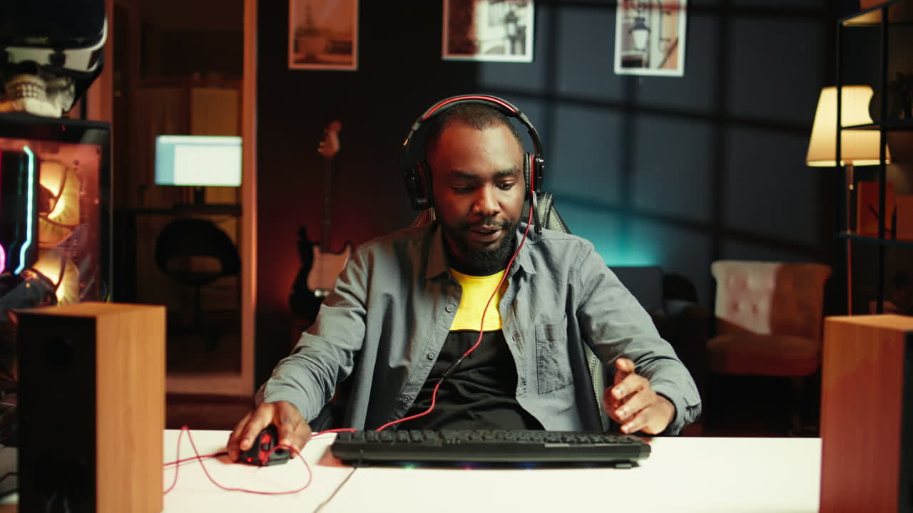 Esports player performing in gaming tournament, discussing with teammates