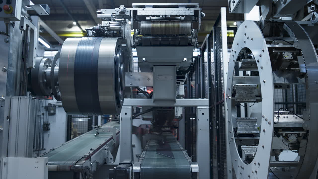 tecnología moderna de producción de neumáticos con dispositivo industrial que funciona en la fábrica